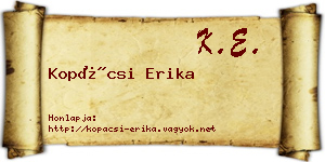 Kopácsi Erika névjegykártya